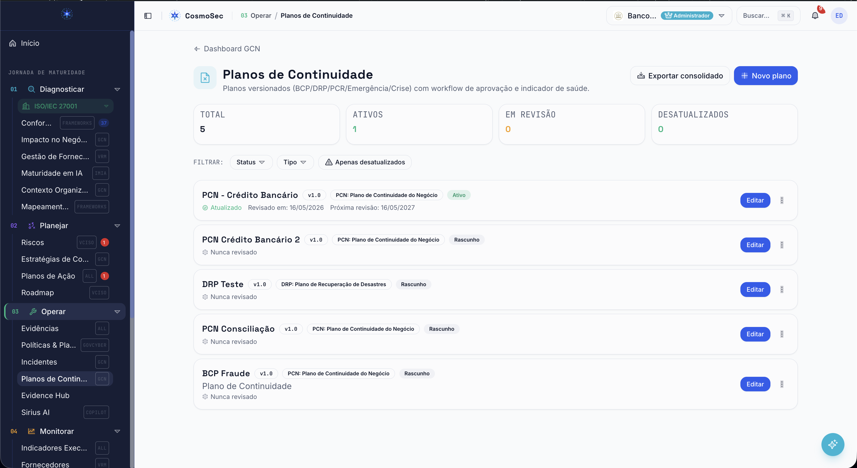 GCN, app.cosmosec.com.br/gcn/planos